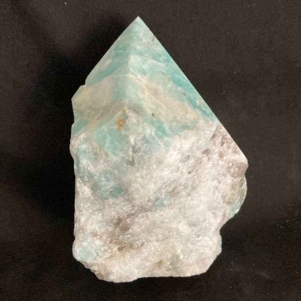 Amazonite Raw Point. Blue, Clear Quartz, Smokey Quartz. 4” Long X 3” Wide.
